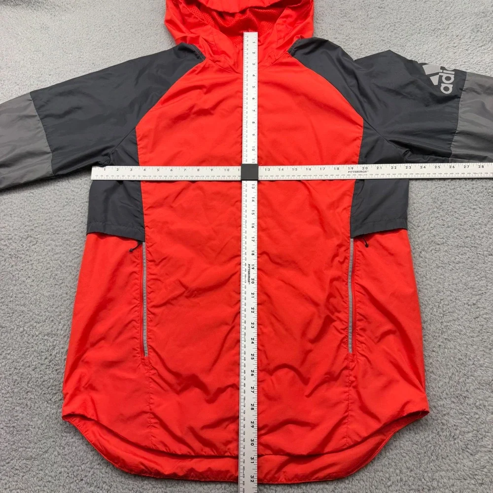 Adidas CV3268 Mens Size Large ID Woven Shell Red/Grey‎ Hooded Windbreaker Jacket